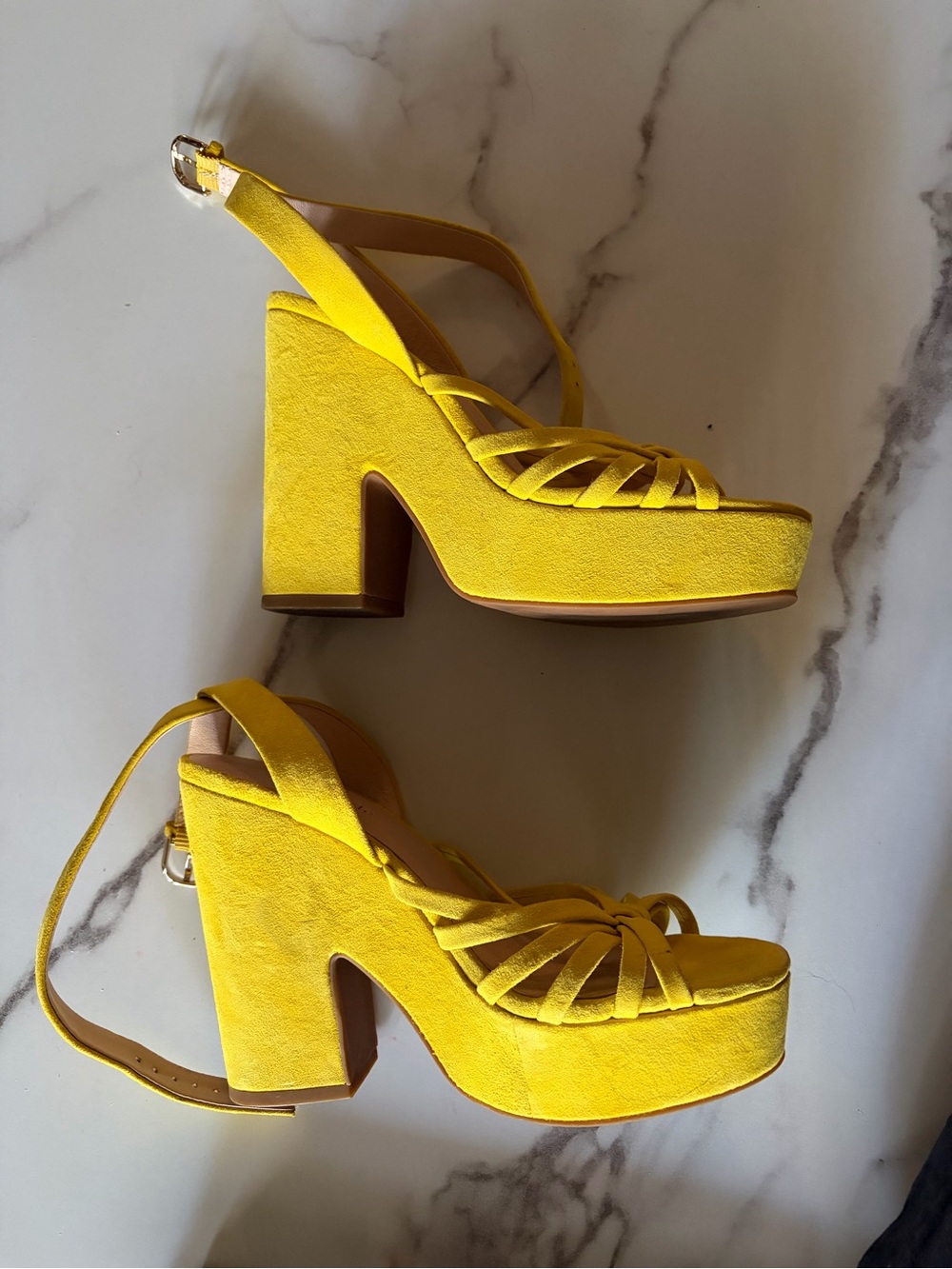 Kate Spade Yellow Strappy platform Heel Sandals - Picture 3 of 7